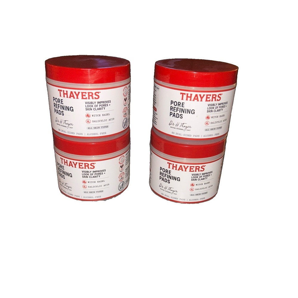 Thayers Pore Refining Toner Pads, Dual-Sided Exfoliating Pads W/ Witch Hazel 4pk